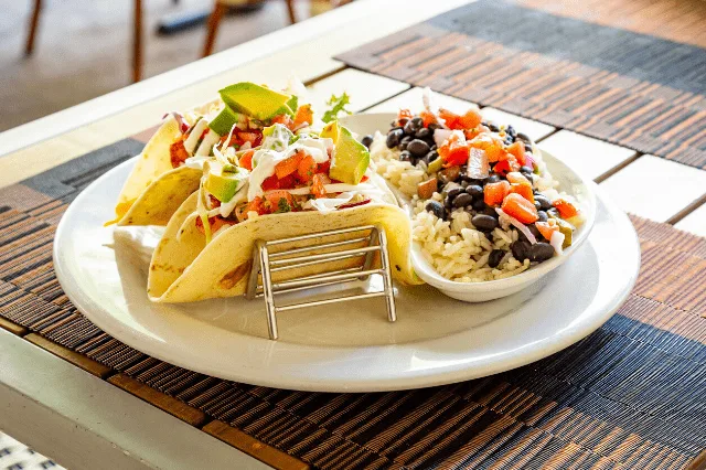 Baja tacos with rice and black beans